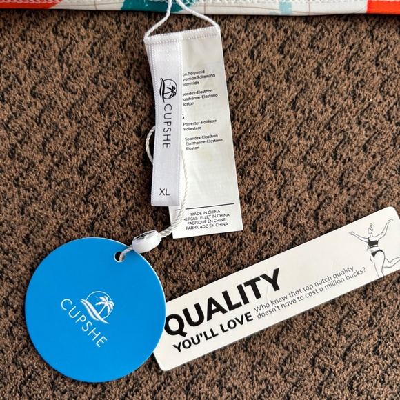 Cupshe Bikini Bottom White Oranges Ruched Sides Fruit Swim Women's Size XL NWT - Picture 3 of 3